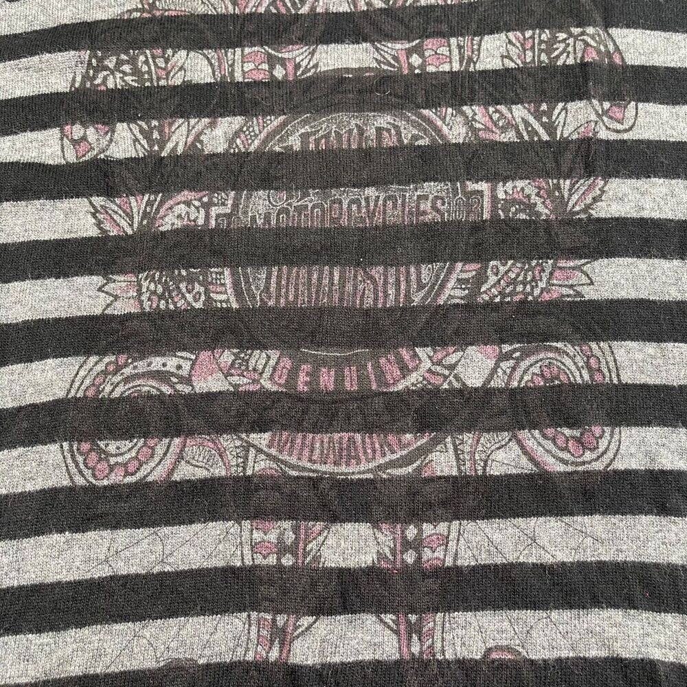 Harley Davidson Sweater Womens 2XL Gray Black Stripe Lace Trim High Low Tunic - Picture 3 of 10